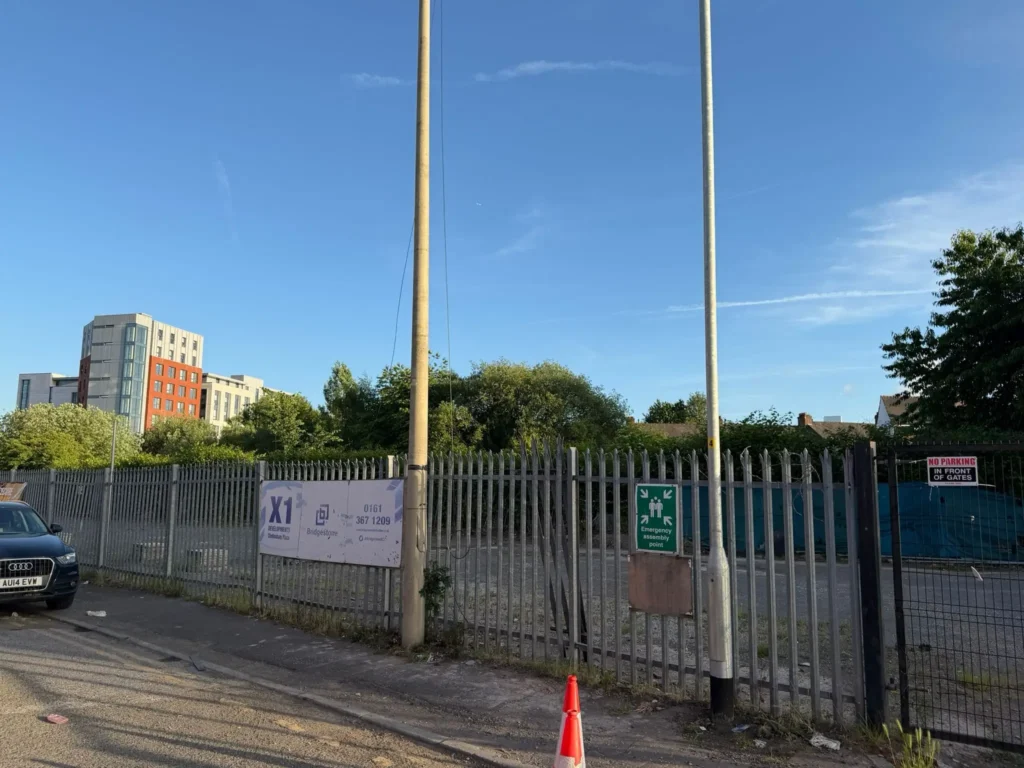 Gated entrance to Swift Secure short term storage compound in Salford, Greater Manchester