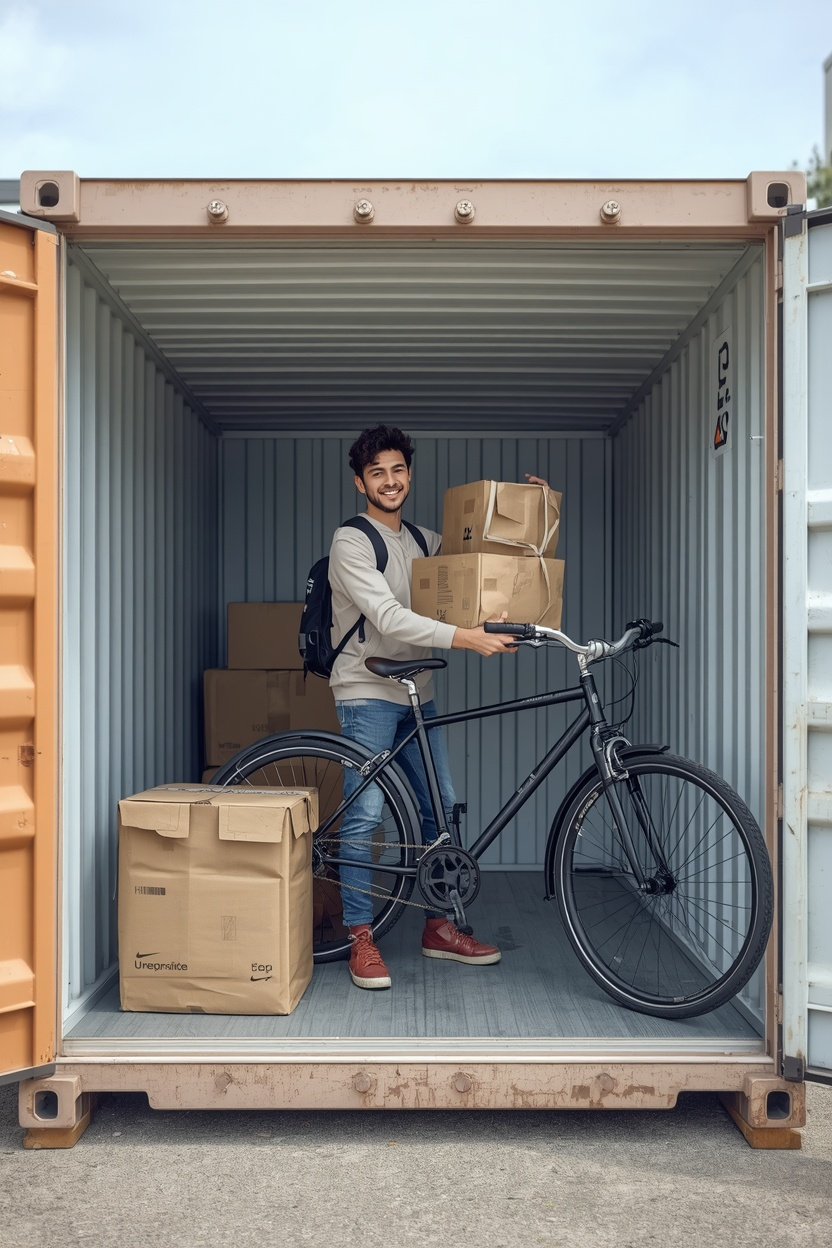 Student with Boxes